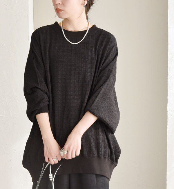 quaranciel「quaranciel:〈洗濯機可能〉ウィービング ジャカード コクーン プルオーバー」|Tシャツ・カットソー|
