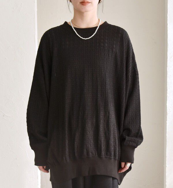 quaranciel「quaranciel:〈洗濯機可能〉ウィービング ジャカード コクーン プルオーバー」|Tシャツ・カットソー|