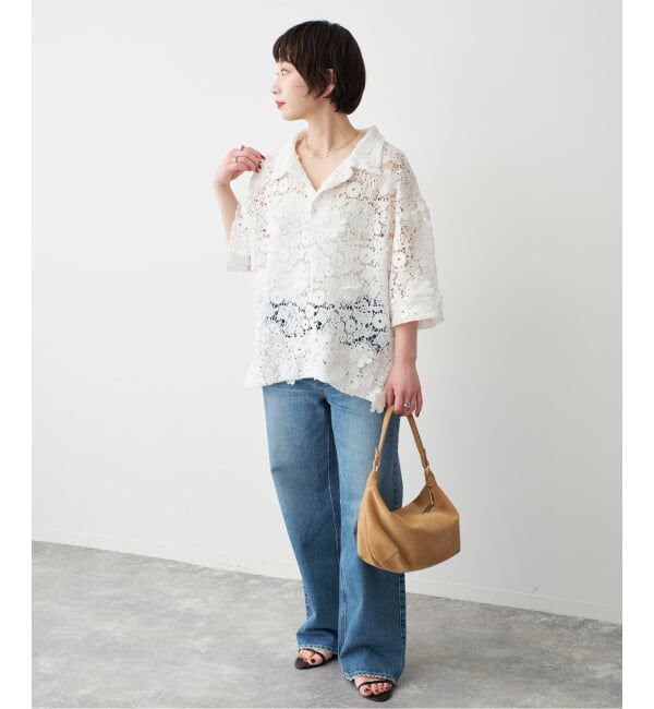 Spick and Span「《一部店舗+WEB限定》LAYAS/レイヤーズ レース半袖シャツ」|シャツ・ブラウス|
