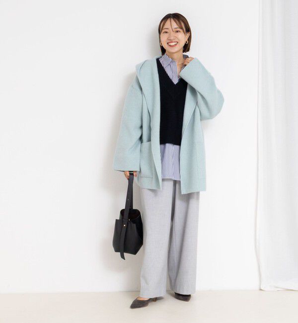 Rie Miller「ハーフ丈フーディー リバー風ニットコート」|その他|