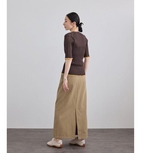 SALON adam et rope'「シアーワイドリブVネックカーディガン」|カーディガン|