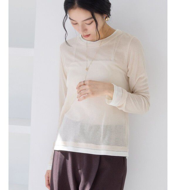 VIS「配色レイヤードシアーロンT」|Tシャツ・カットソー|