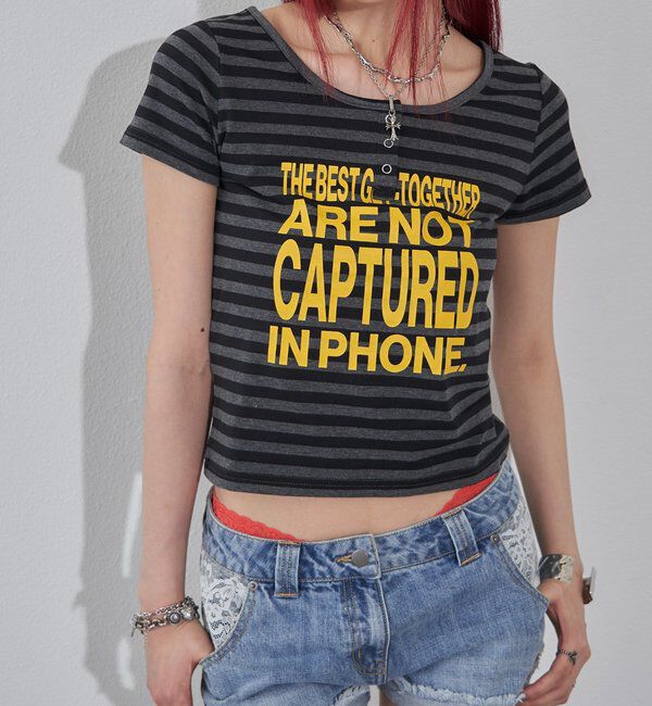  「リングドットヘンリーネックメッセージ TEE」|Tシャツ・カットソー|