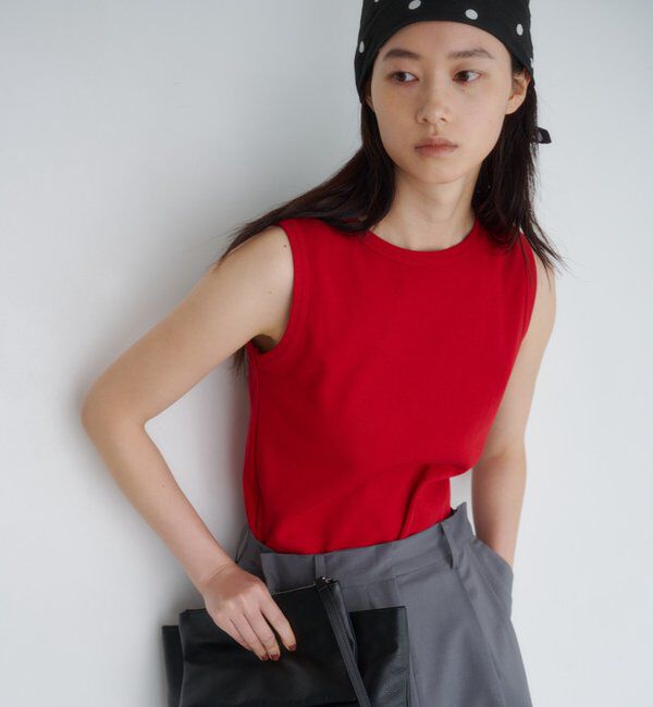  「リブコンパクトノースリーブ」|Tシャツ・カットソー|