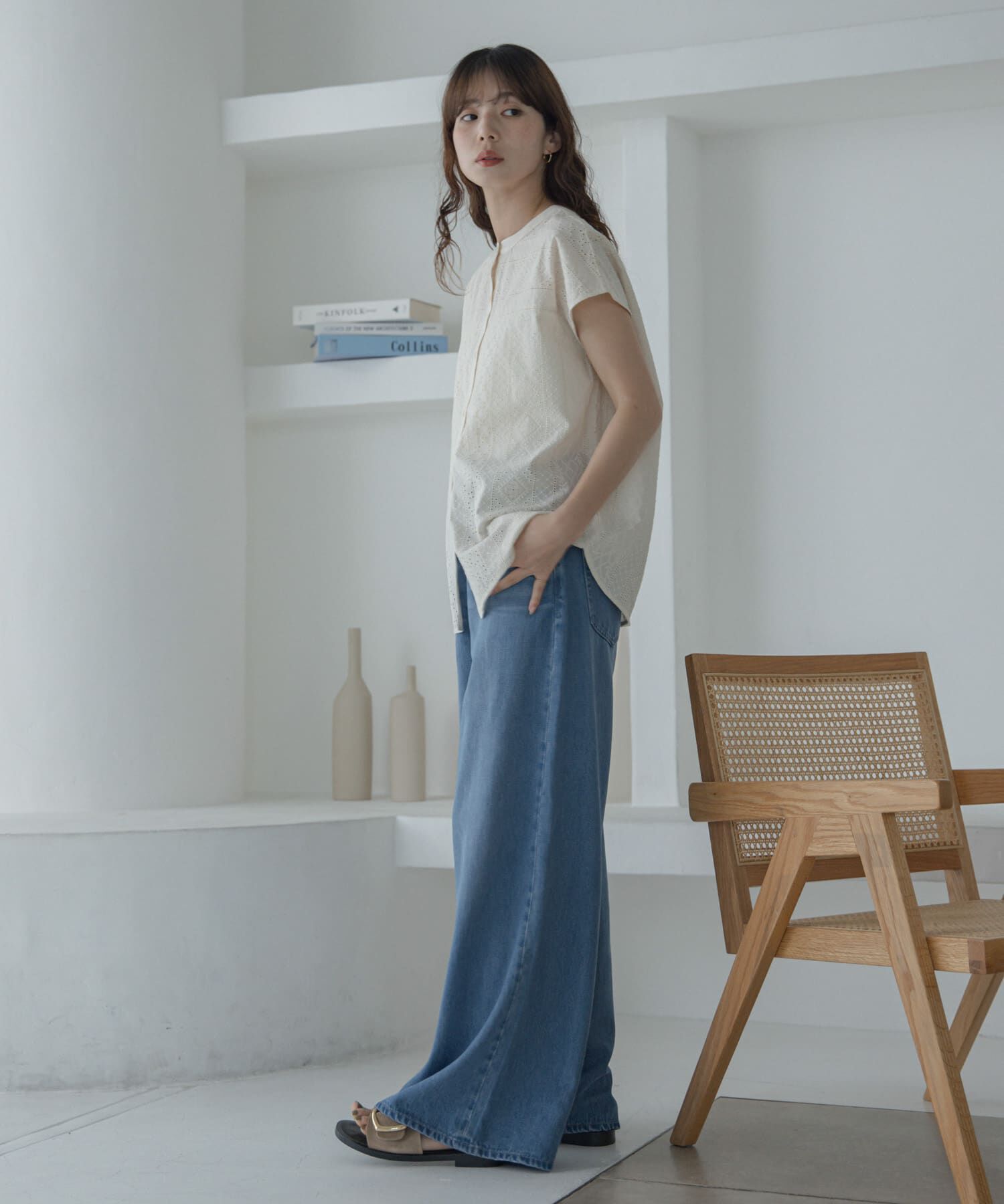 Sonny Label 「『WEB限定』バンドカラーコットンレースシャツ」|シャツ・ブラウス|