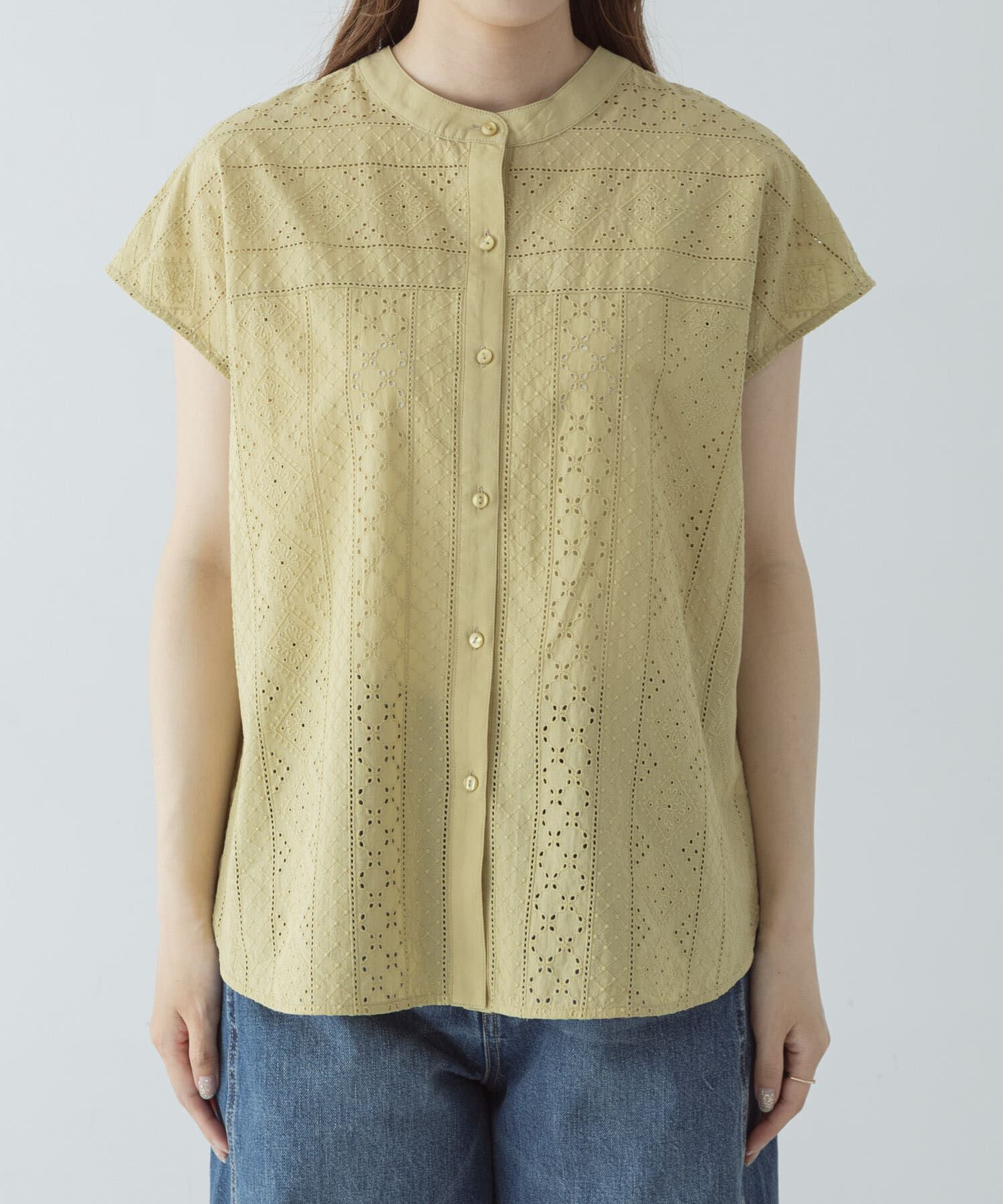 Sonny Label 「『WEB限定』バンドカラーコットンレースシャツ」|シャツ・ブラウス|