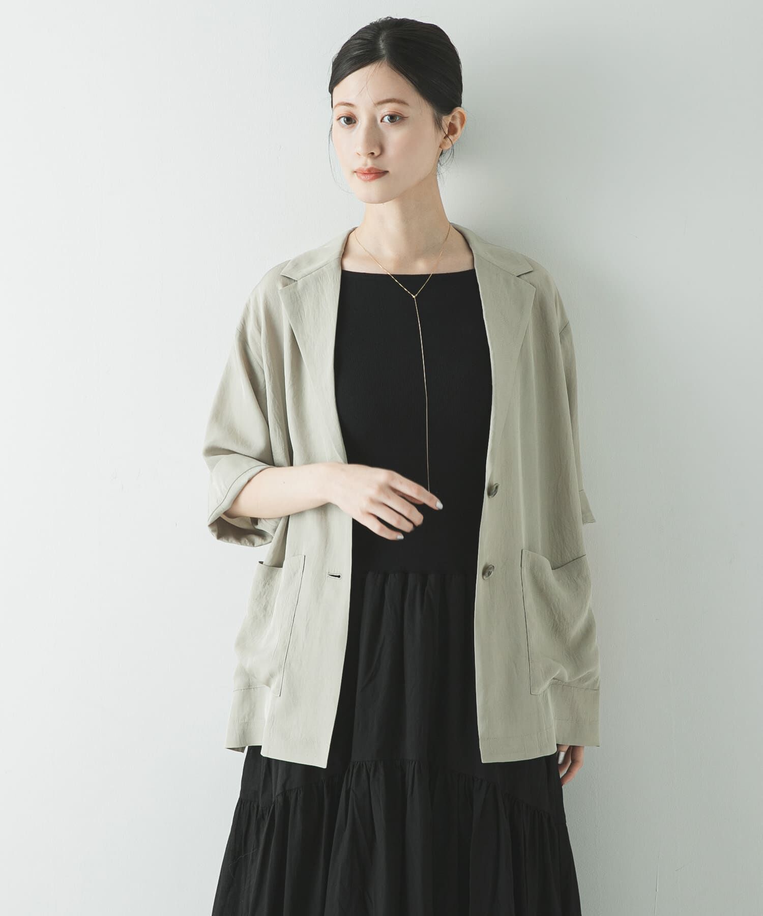 URBAN RESEARCH「『接触冷感』NAIAアセテートハーフスリーブジャケット」|その他|ベージュ