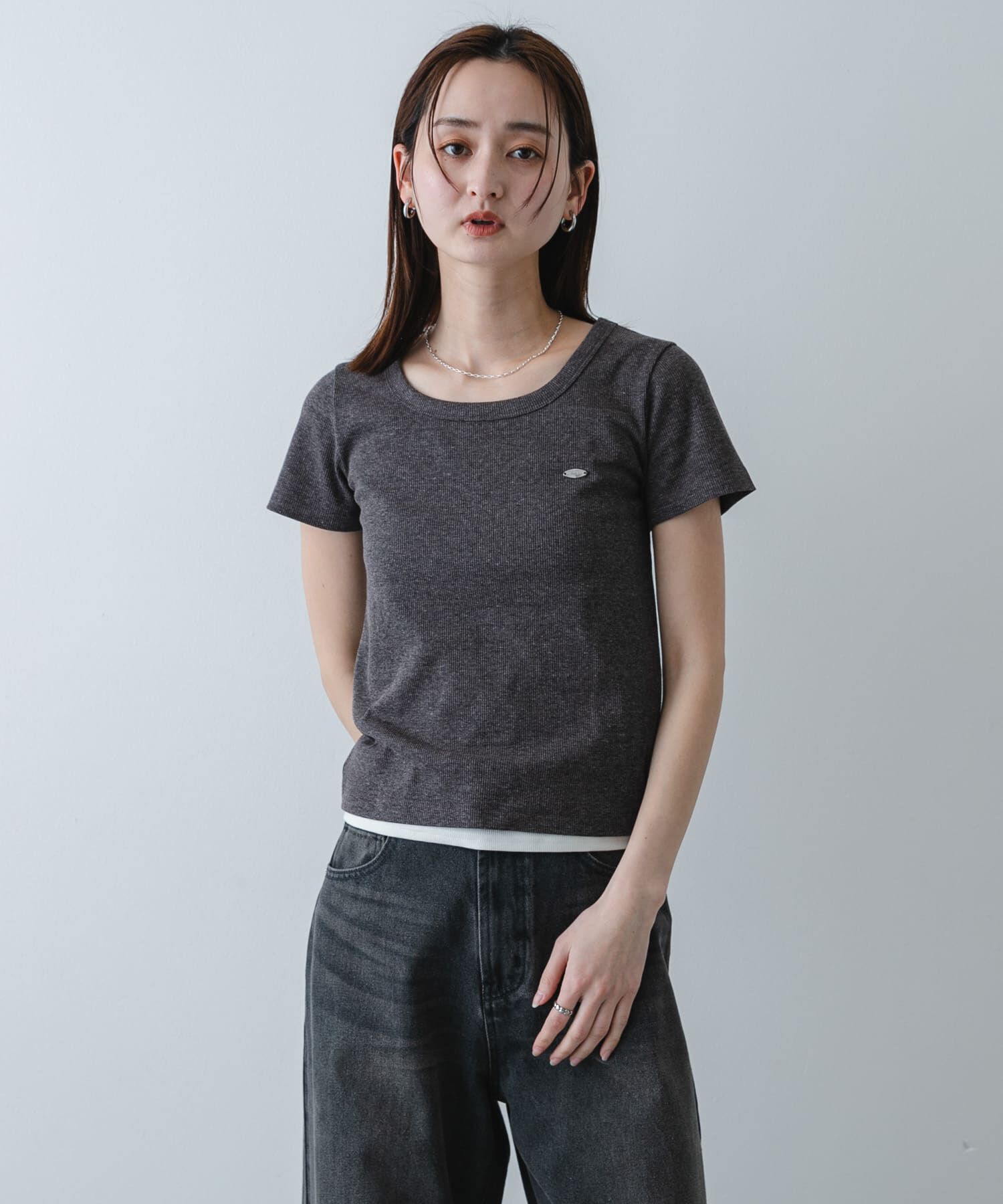 SENSE OF PLACE by URBAN RESEARCH「ラウンドネックリブTシャツ(半袖)」|Tシャツ・カットソー|