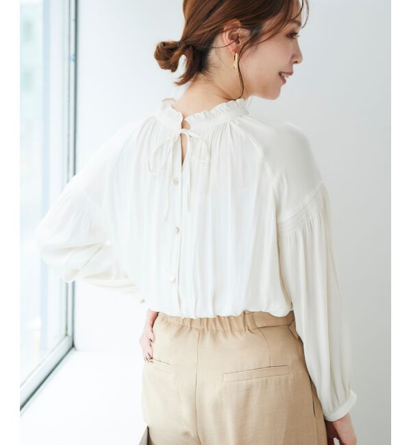 le.coeur blanc「カッセンジョーゼット2wayフリルネックブラウス」|シャツ・ブラウス|