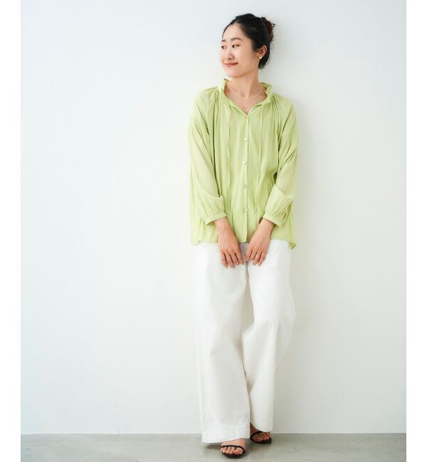 le.coeur blanc「カッセンジョーゼット2wayフリルネックブラウス」|シャツ・ブラウス|