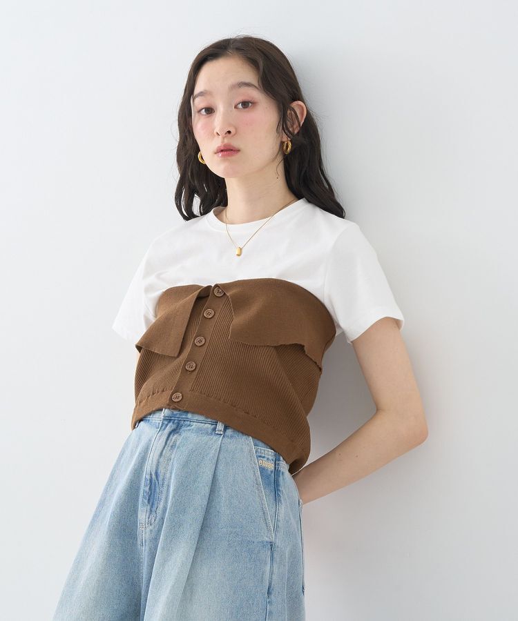 earth music&ecology「SET2点コンパクトTEE＋マルチwayニットビスチェ」|Tシャツ・カットソー|