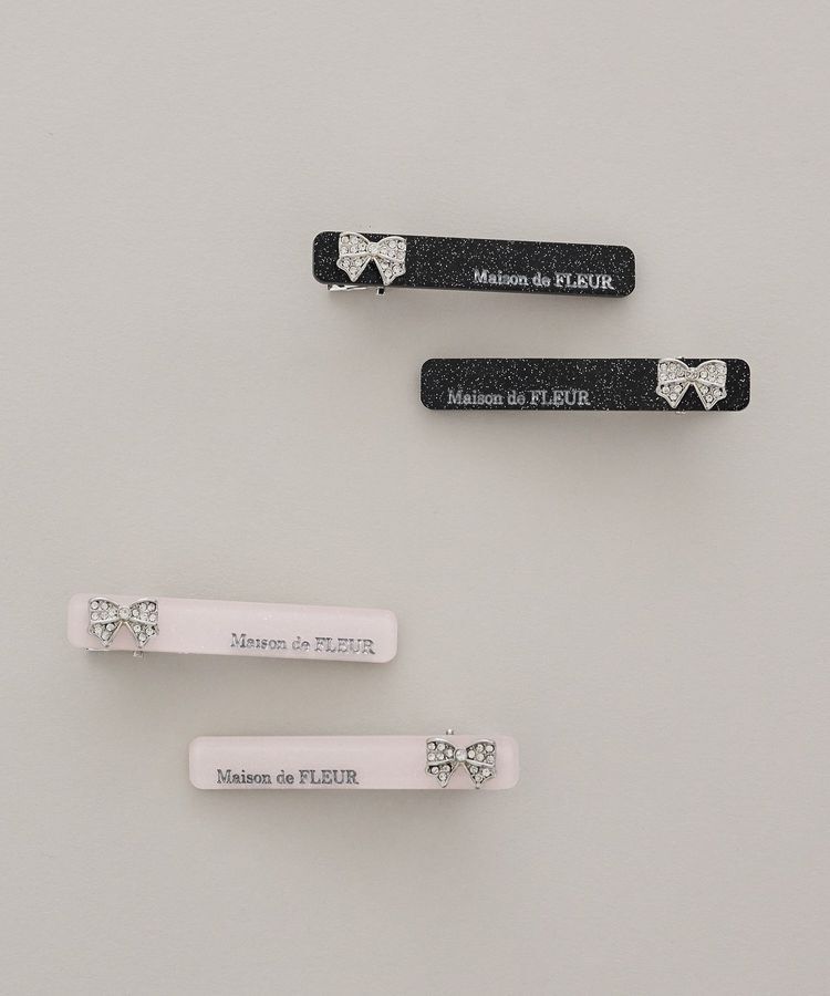 Maison de FLEUR「【2個セット】ビジューリボンアクリルクリップセット」|その他|