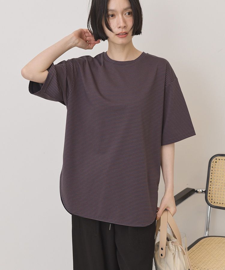 AMERICAN HOLIC「裾ラウンドTシャツ」|Tシャツ・カットソー|ボーダーネイビー