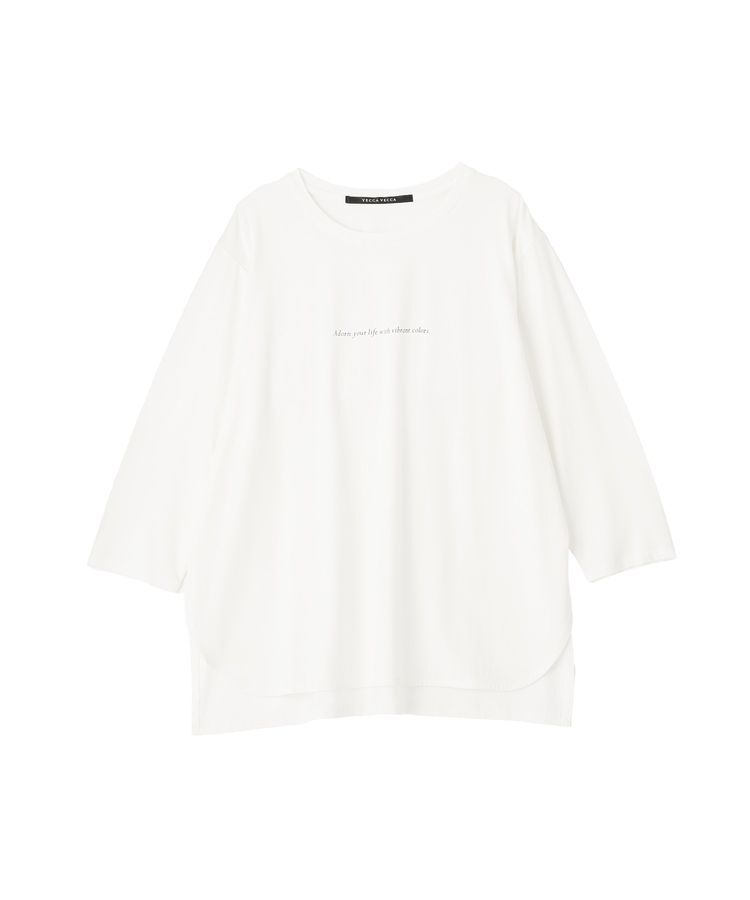 YECCA VECCA「ラウンドヘム7分袖ロゴTee」|Tシャツ・カットソー|