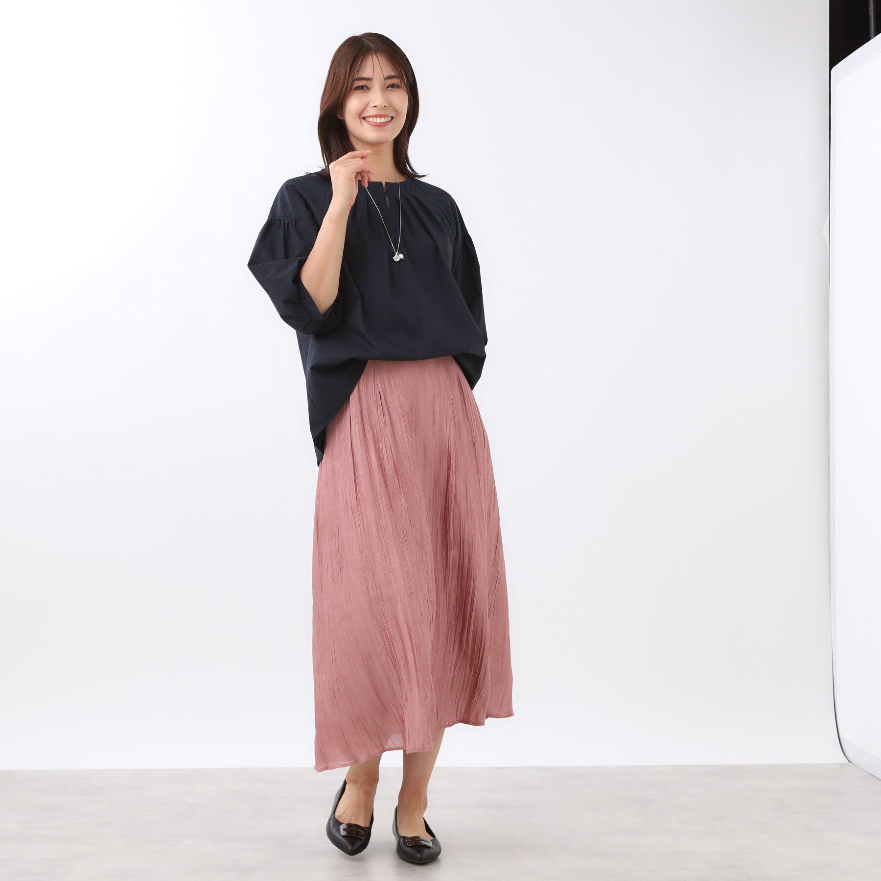 Reflect「【E‐QUALITY／体型カバー／ゆったり着られる◎】ストライプ&times;パフスリーブのブラウス」|シャツ・ブラウス|