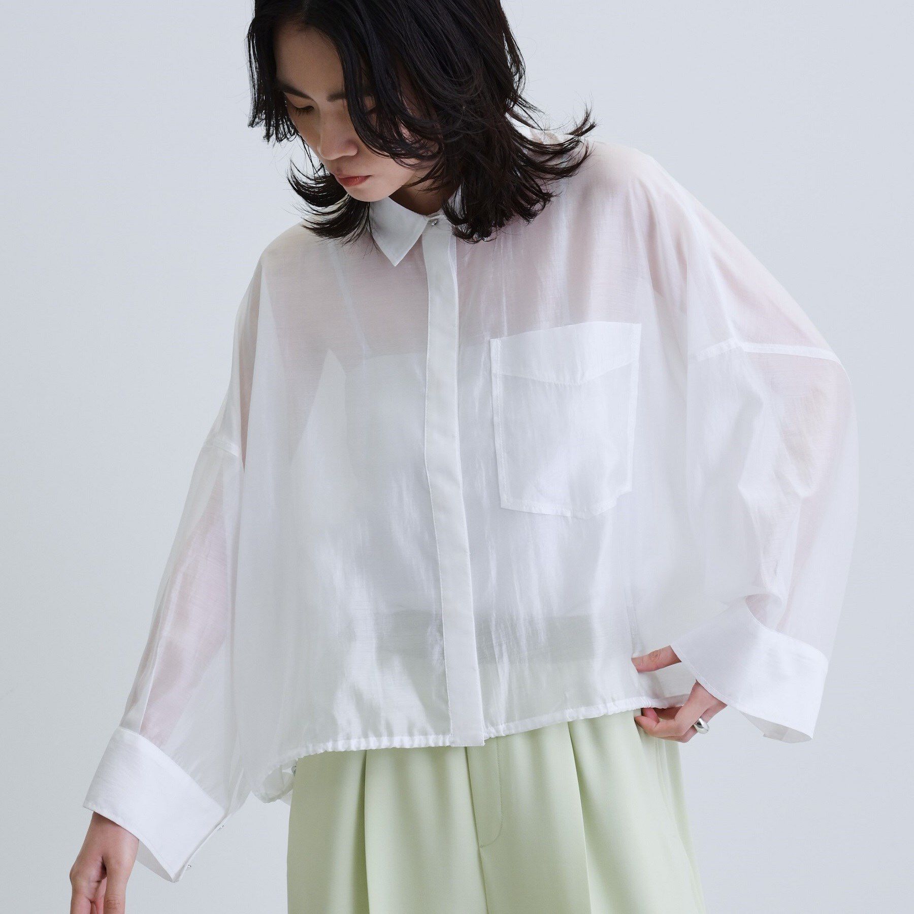 GALLEST「【再入荷】シアーローンステンカラーシャツ/シアーシャツ/シアートップス」|シャツ・ブラウス|