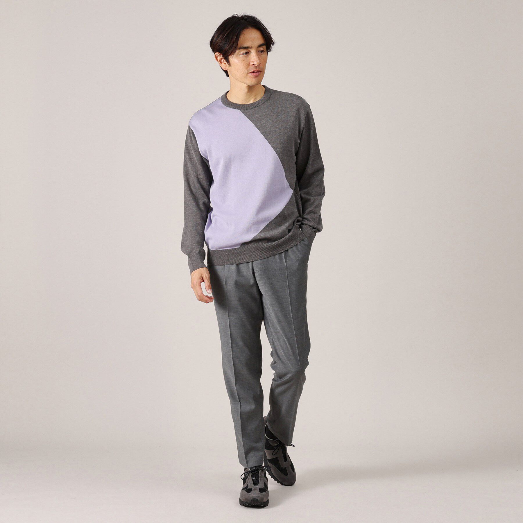 TAKEO KIKUCHI「【Made in JAPAN】スクエア インターシャ ニット」|ニット・セーター|