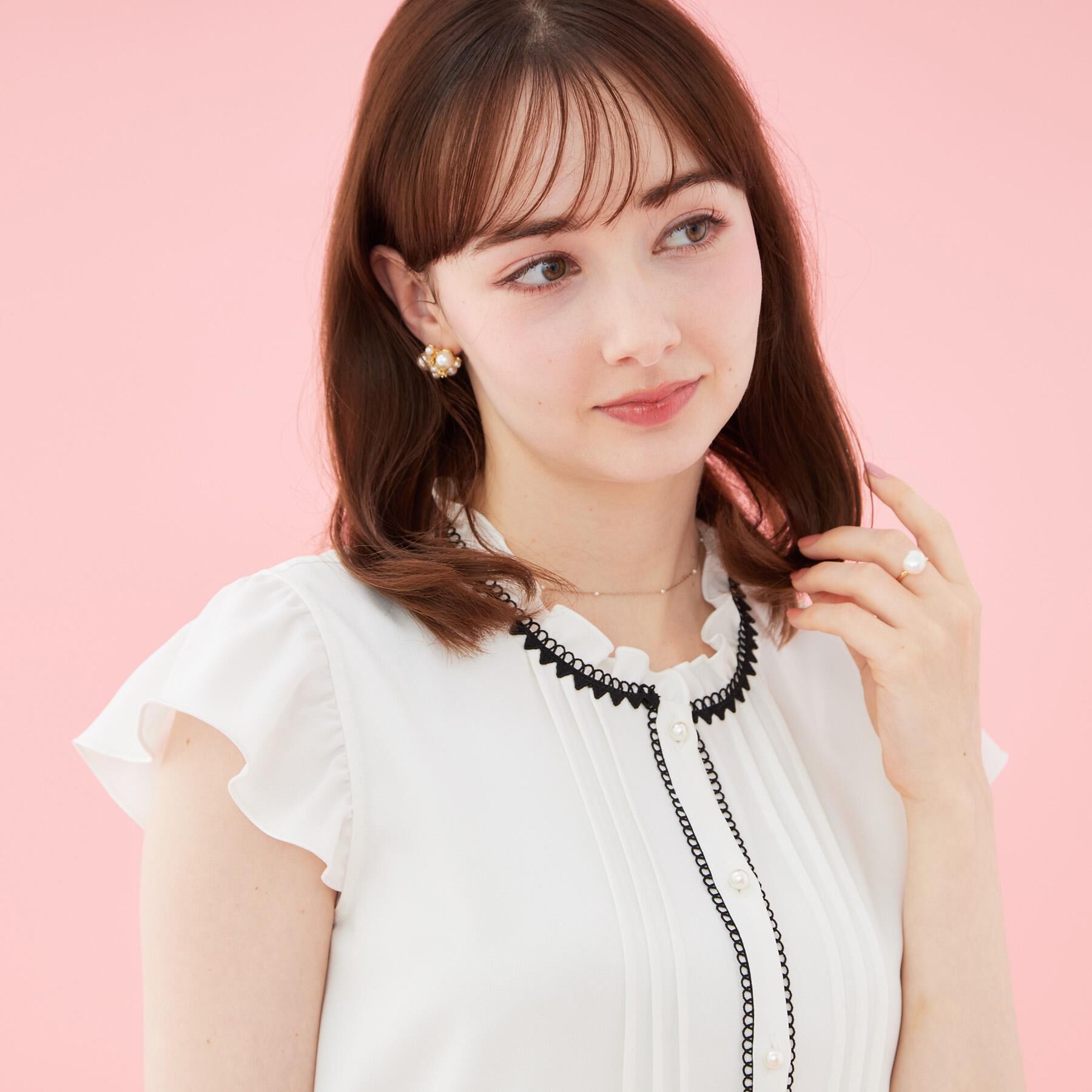 Couture broach「【洗える】ピコレース ピンタックブラウス」|シャツ・ブラウス|オフホワイト(503