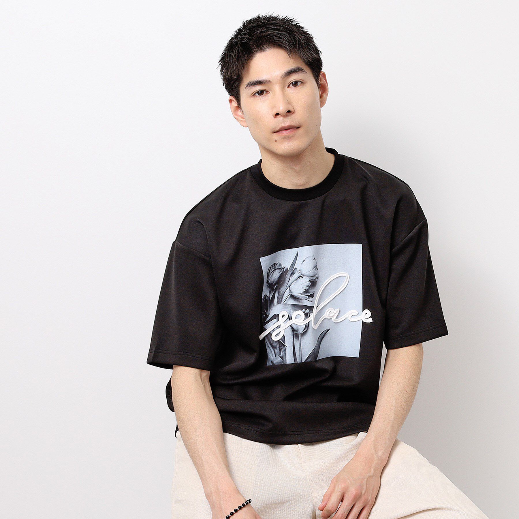 THE SHOP TK「コード刺繍フォト半袖Tシャツ」|Tシャツ・カットソー|