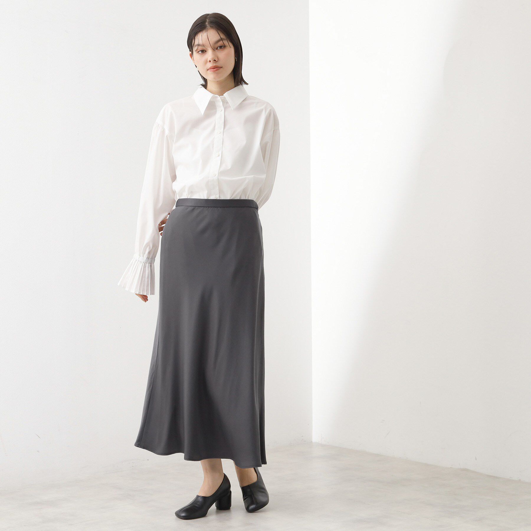 THE SHOP TK「サテンAラインスカート【洗える】」|スカート|