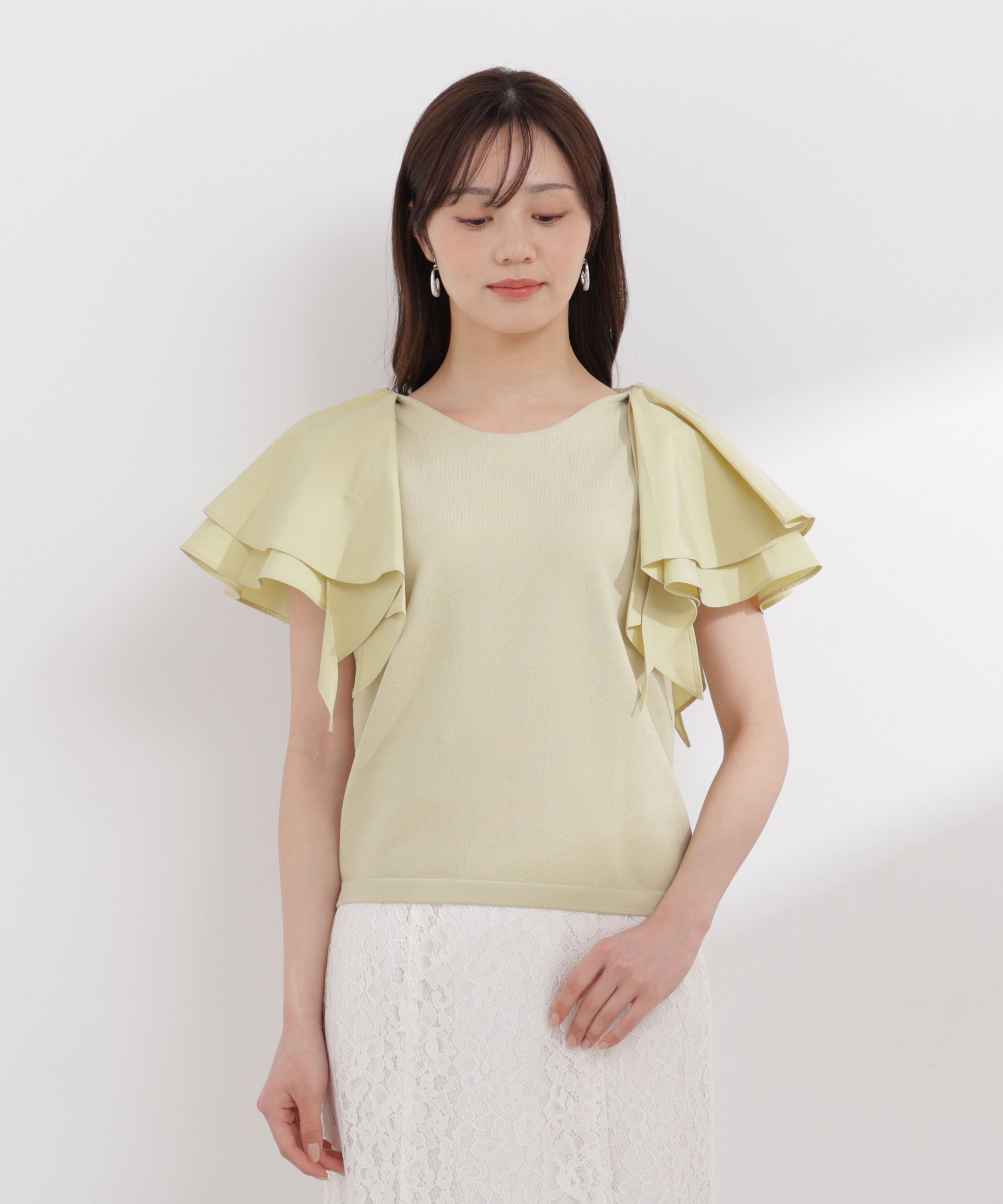 PROPORTION BODY DRESSING「ボリュームラッフルスリーブニット 26SS」|ニット・セーター|