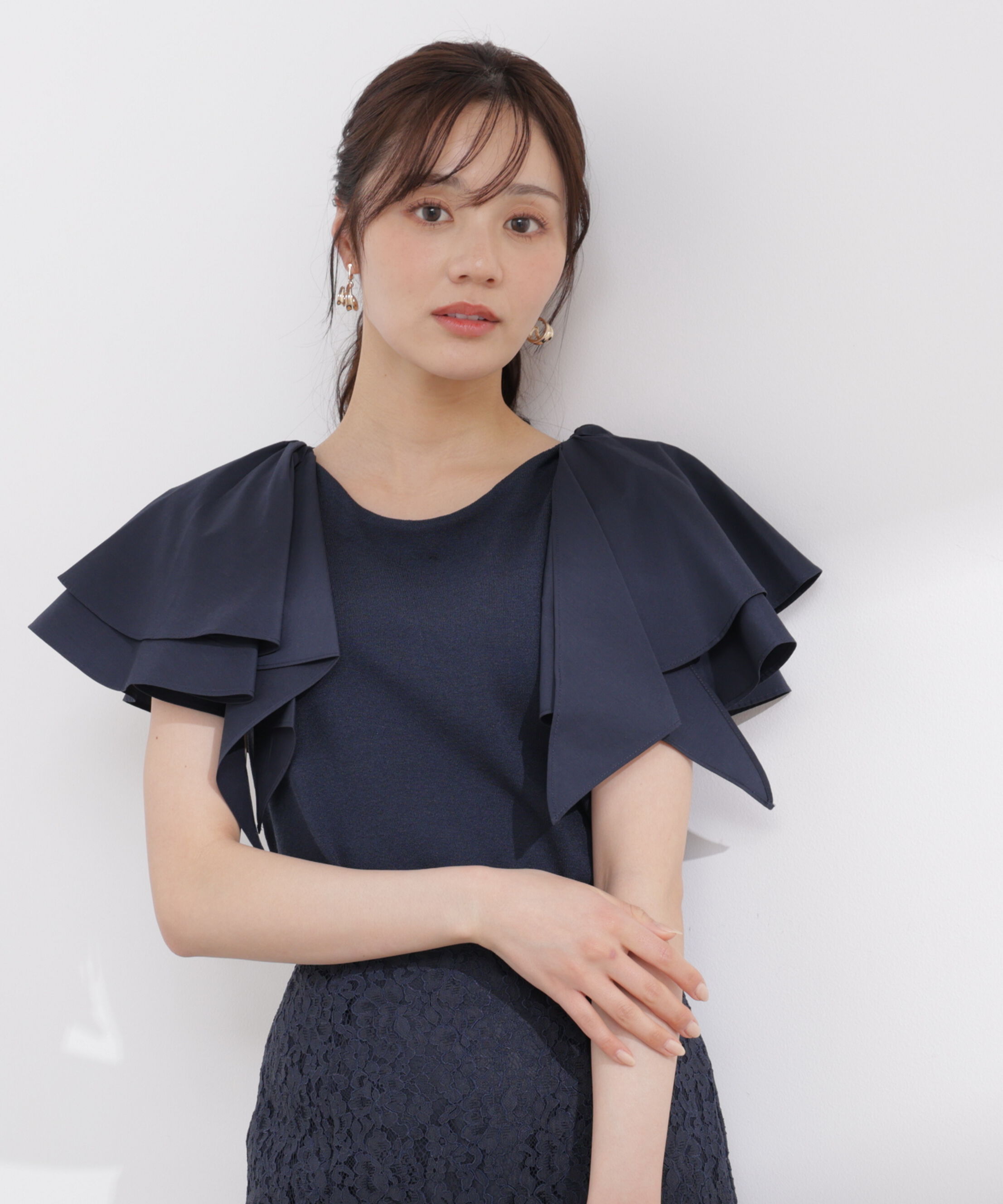 PROPORTION BODY DRESSING「ボリュームラッフルスリーブニット 26SS」|ニット・セーター|