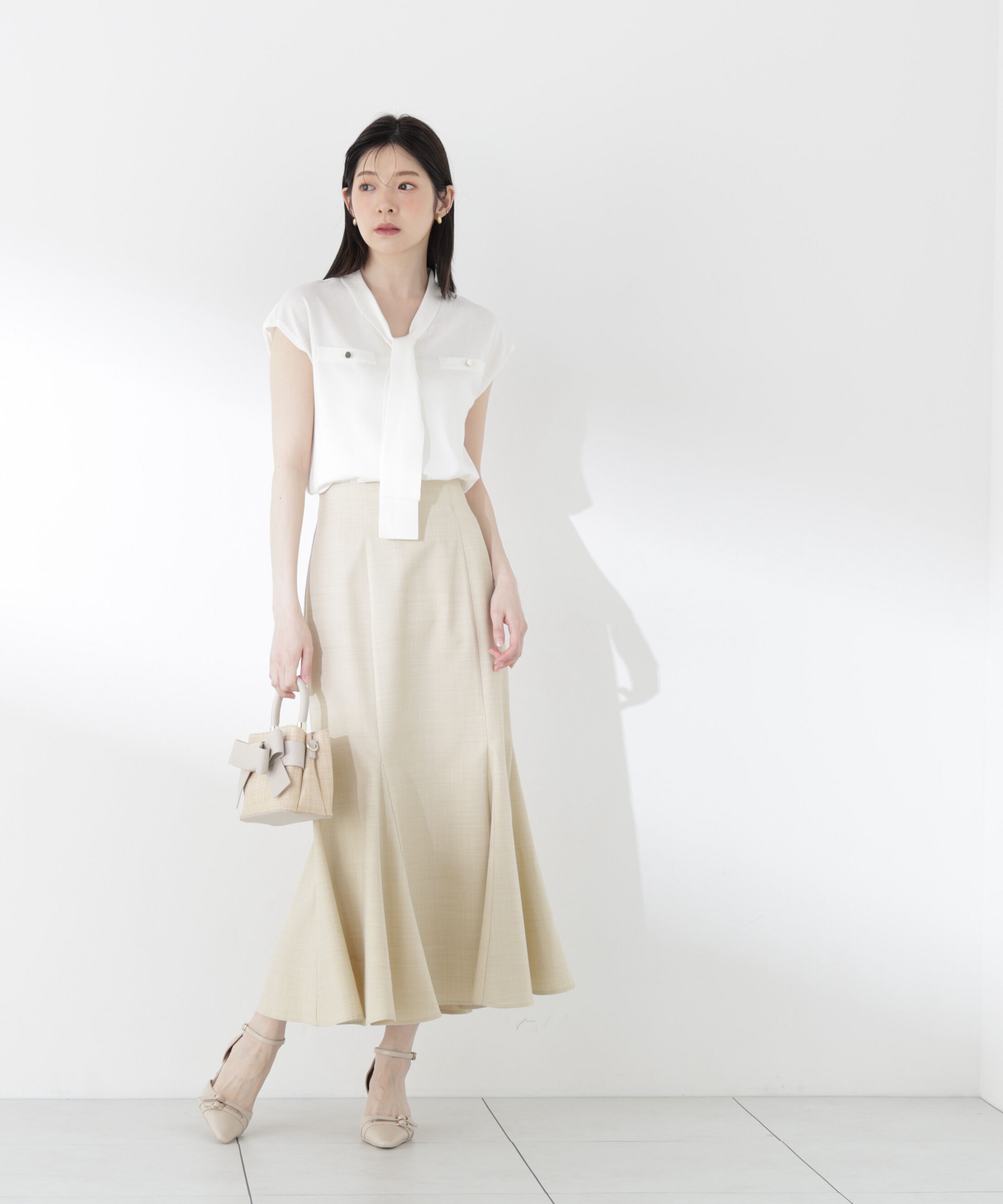 PROPORTION BODY DRESSING「＜青島心さん着用＞Vネックタイ付きニット」|ニット・セーター|