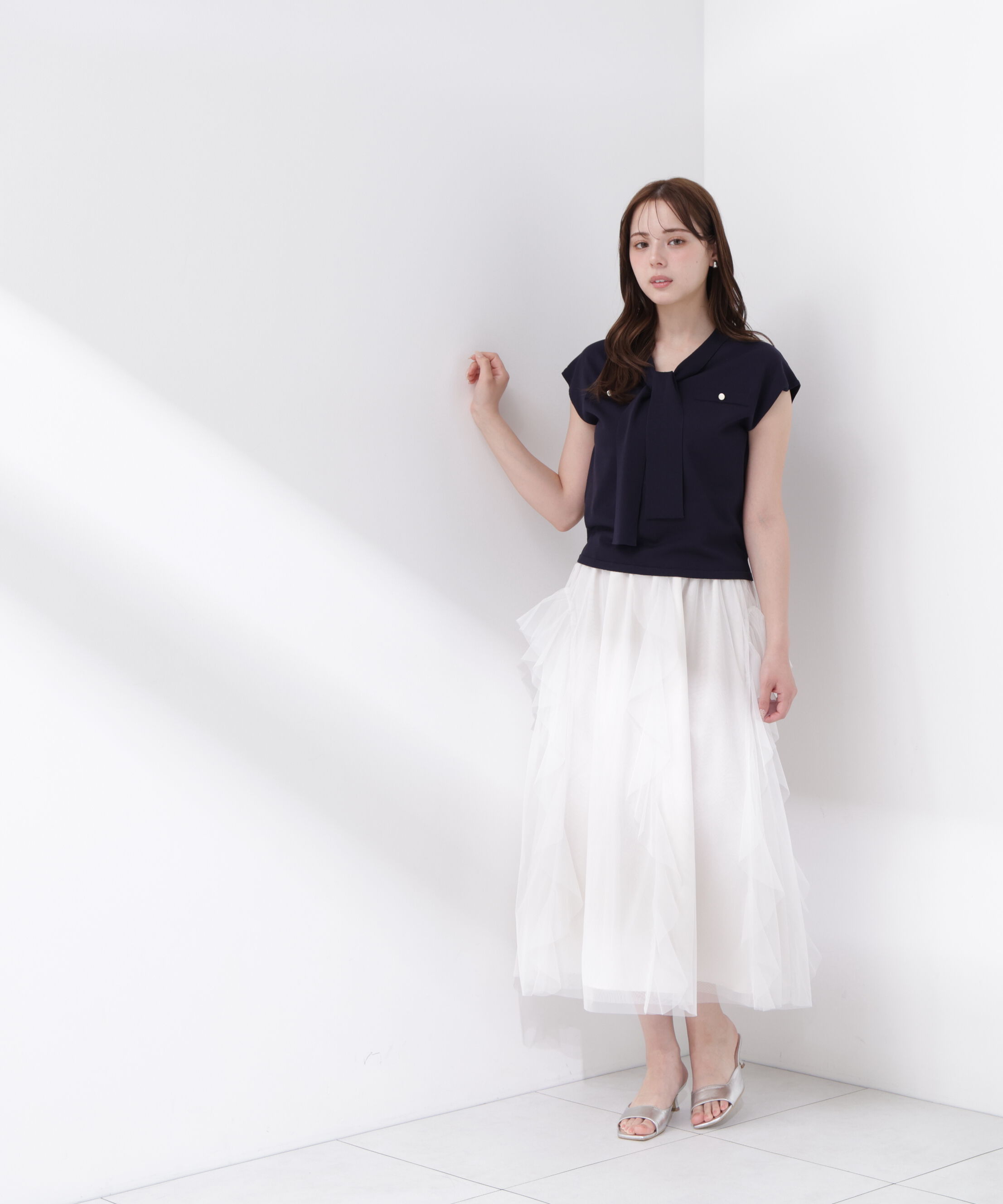 PROPORTION BODY DRESSING「＜青島心さん着用＞Vネックタイ付きニット」|ニット・セーター|