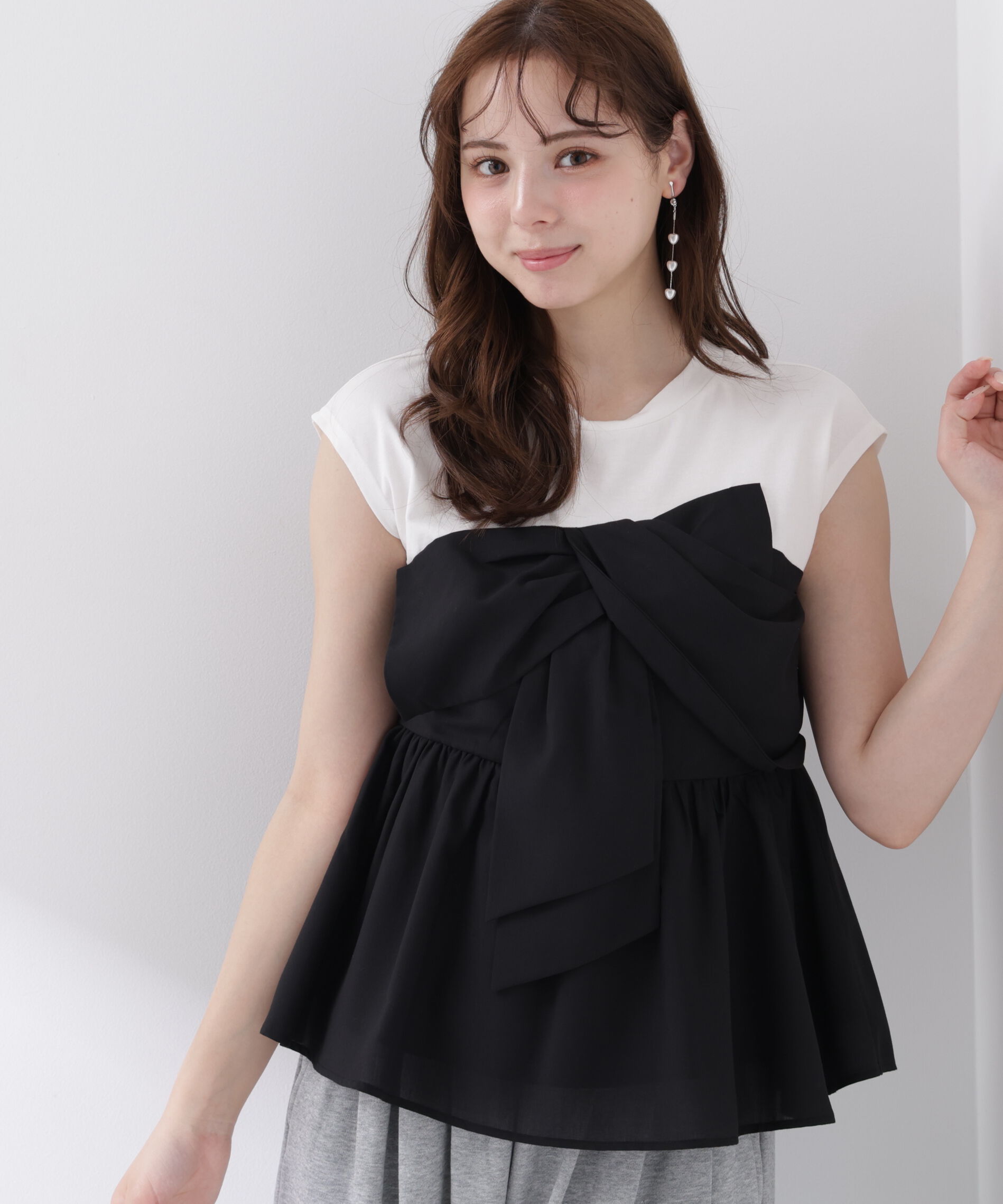 PROPORTION BODY DRESSING「フロントリボンドッキングカットソー」|Tシャツ・カットソー|