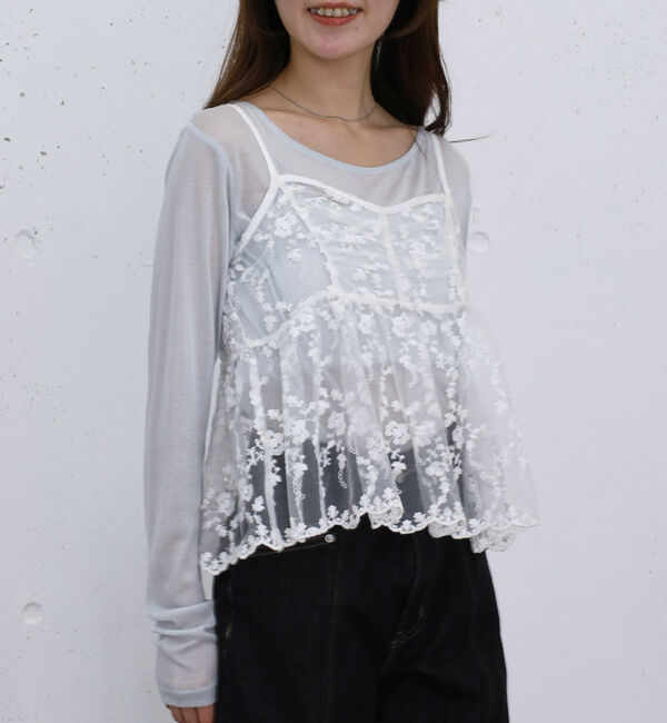 archives「刺?レースペプラムビスチェ&times;シアーカットＴＯＰＳ」|カーディガン|