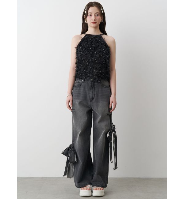 CALNAMUR「2WAY RIBBON DETAILS DENIM/2WAY リボンディティールデニム」|デニム|