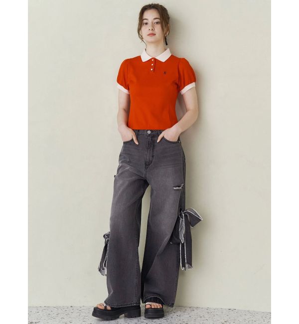CALNAMUR「2WAY RIBBON DETAILS DENIM/2WAY リボンディティールデニム」|デニム|
