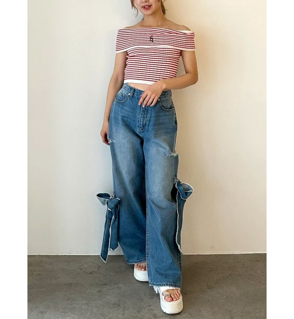 CALNAMUR「2WAY RIBBON DETAILS DENIM/2WAY リボンディティールデニム」|デニム|