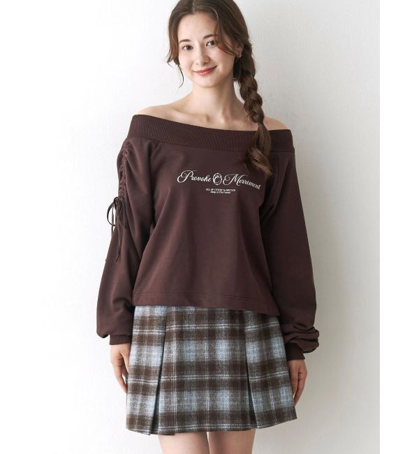 CALNAMUR「2WAY オフショルリボンスウェットプルオーバー」|Tシャツ・カットソー|