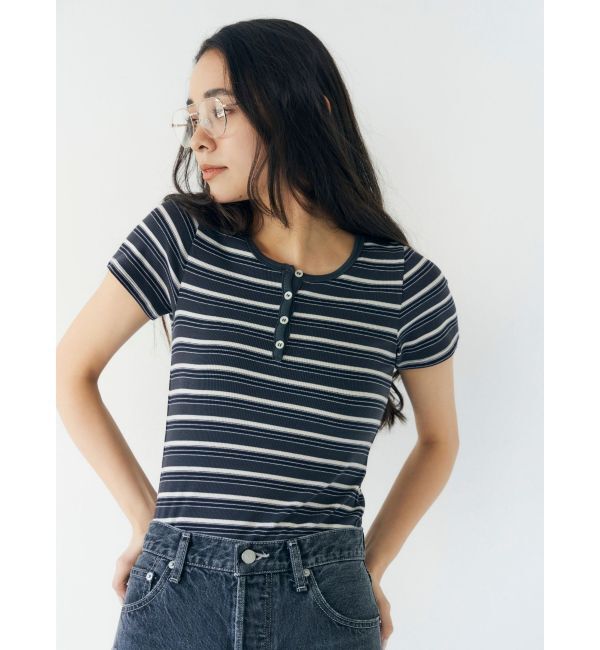 Ungrid「マルチボーダーヘンリーTee」|Tシャツ・カットソー|