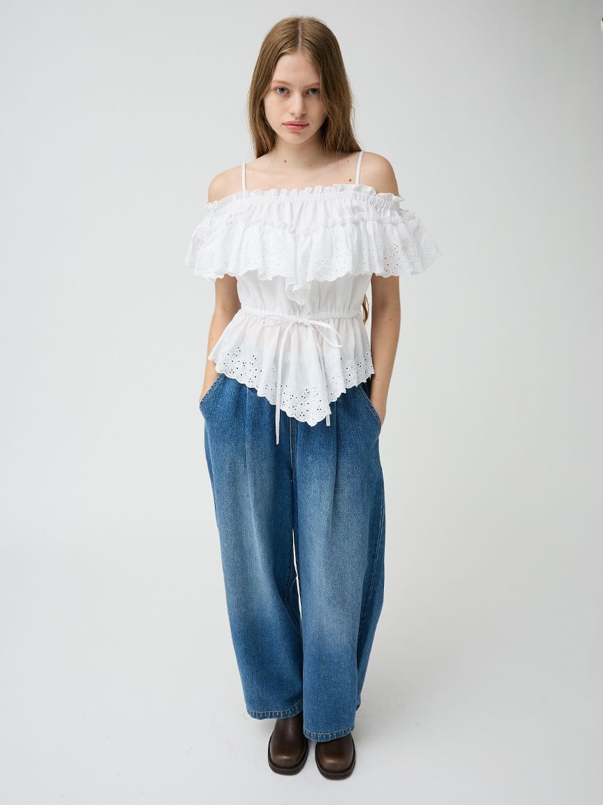 LILY BROWN「コットンレースオフショルトップス」|Tシャツ・カットソー|