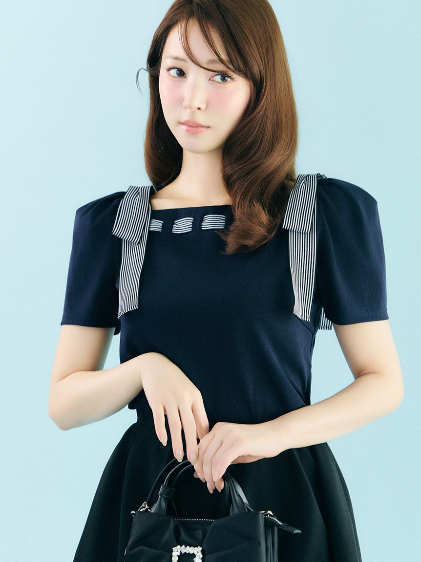 CELFORD「【洗える】ショルダーリボンカットソー」|Tシャツ・カットソー|
