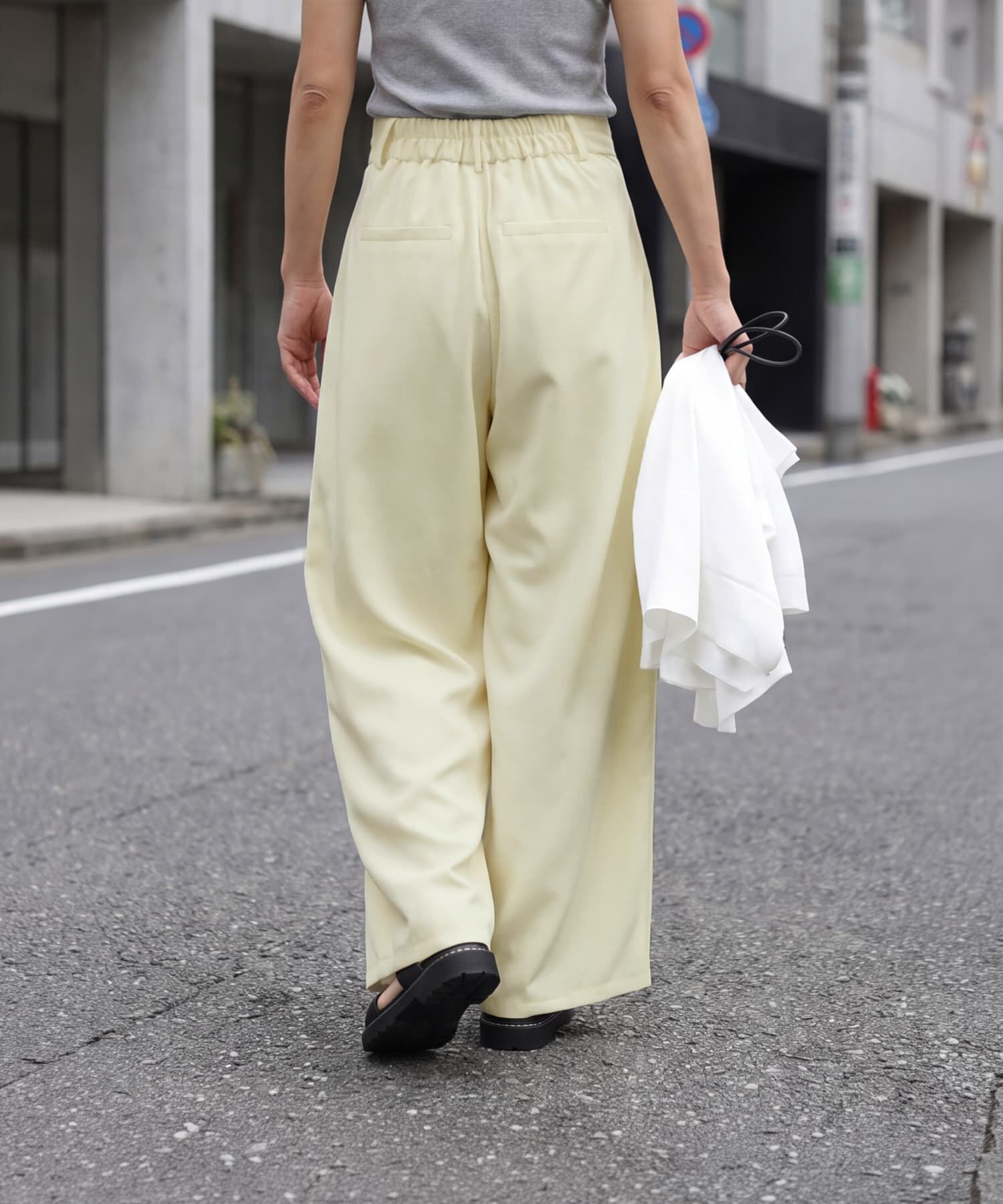 STYLE DELI「サマーツイル生地カラーワイドパンツ」|スラックス|