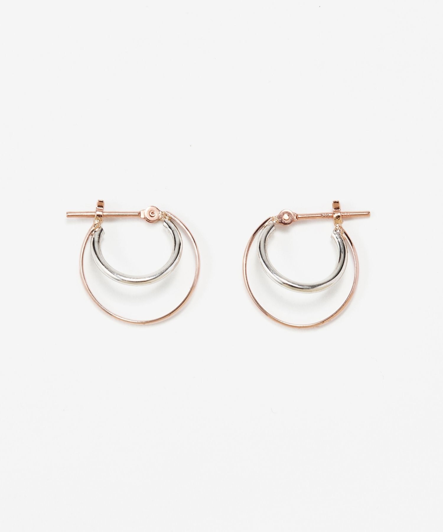 JUPITER「【K10PG&SV925】ダブルラインコンビフープピアス」|ピアス|