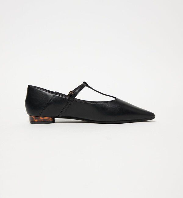 UNITED ARROWS green label relaxing「ポインテッド Tストラップ フラットシューズ 撥水」|パンプス|