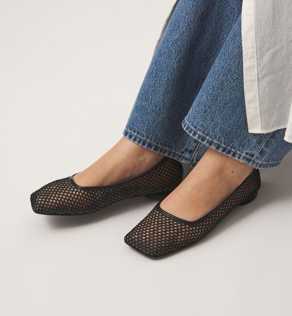 UNITED ARROWS green label relaxing「メッシュ フラットシューズ」|ローファー|BLACK