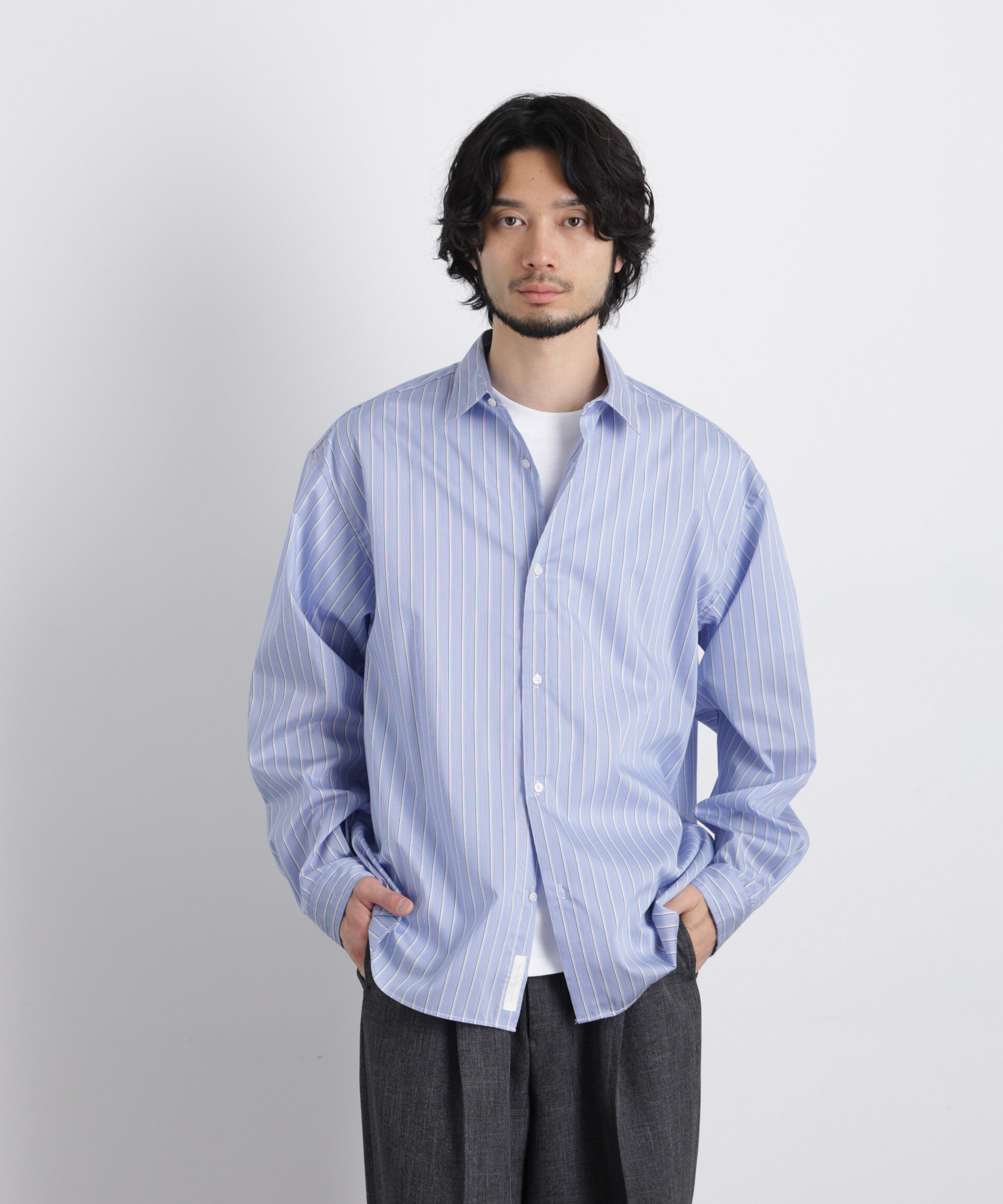 nano･universe「「OtoNANO」大人のワイドシャツレギュラーカラーストライプ長袖」|シャツ・ブラウス|