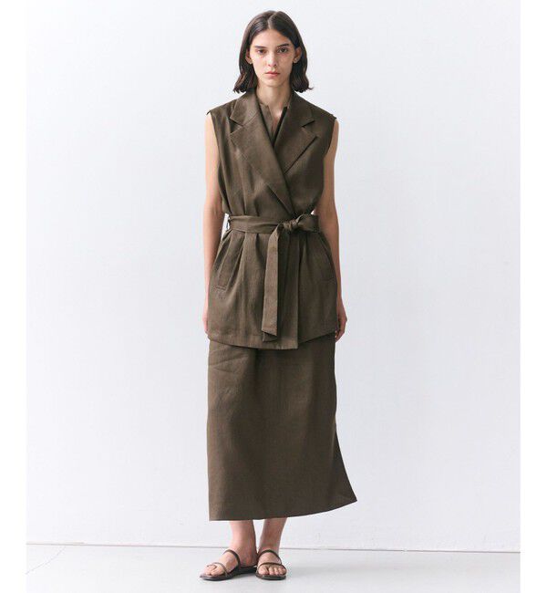 BEIGE,「【Precious掲載】MICA /  リネンブレンドベルト付きジレ」|ベスト・ジレ|