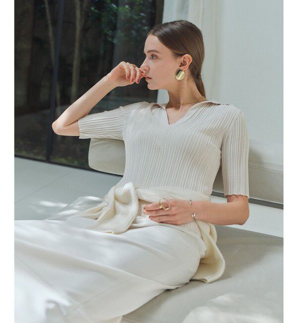 BEIGE,「【Oggi掲載】LABRADO / ランダムリブ スキッパーニット」|ニット・セーター|