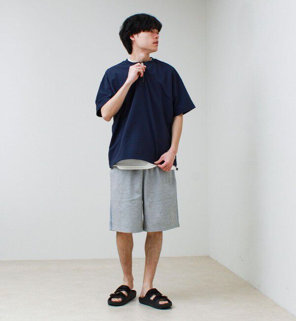 GLOSTER「カットサッカー ハーフジップTシャツ」|Tシャツ・カットソー|