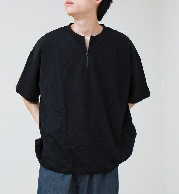GLOSTER「カットサッカー ハーフジップTシャツ」|Tシャツ・カットソー|