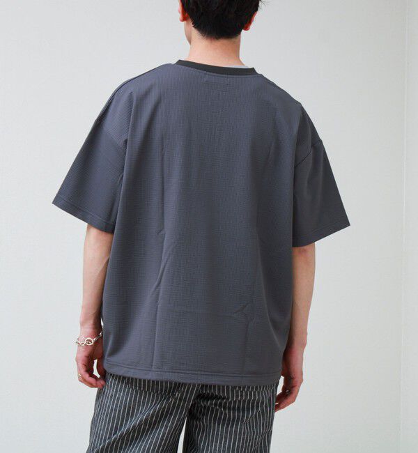 GLOSTER「カットサッカー ハーフジップTシャツ」|Tシャツ・カットソー|