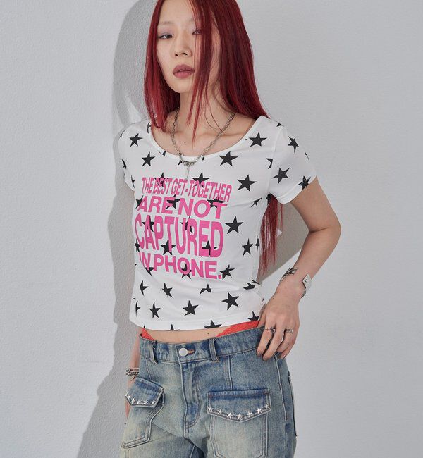  「【WEB限定】メッセージスタードットS/S TEE」|Tシャツ・カットソー|