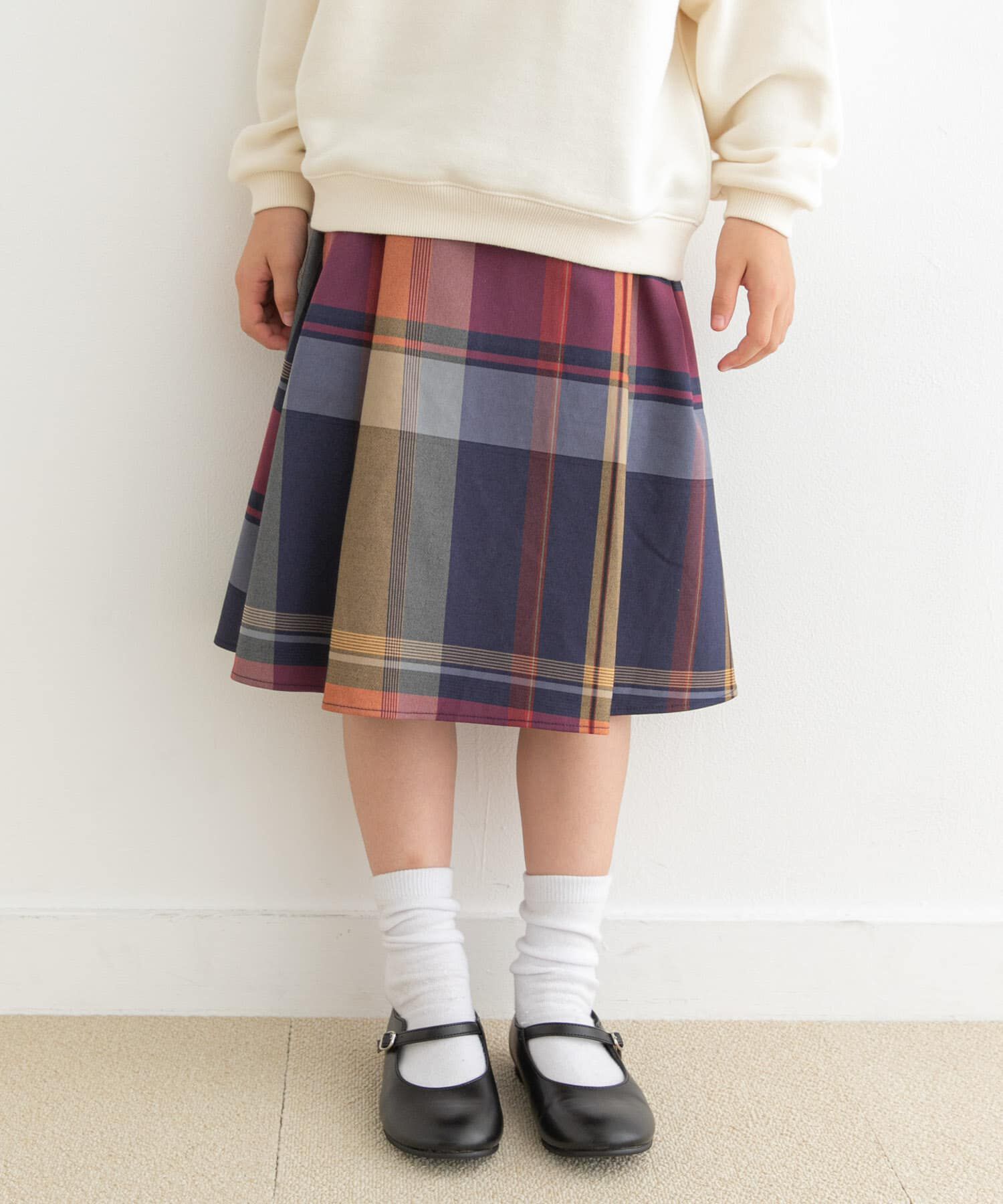 URBAN RESEARCH DOORS「『親子リンク』カラーチェックスカート(KIDS)」|その他|ネイビー