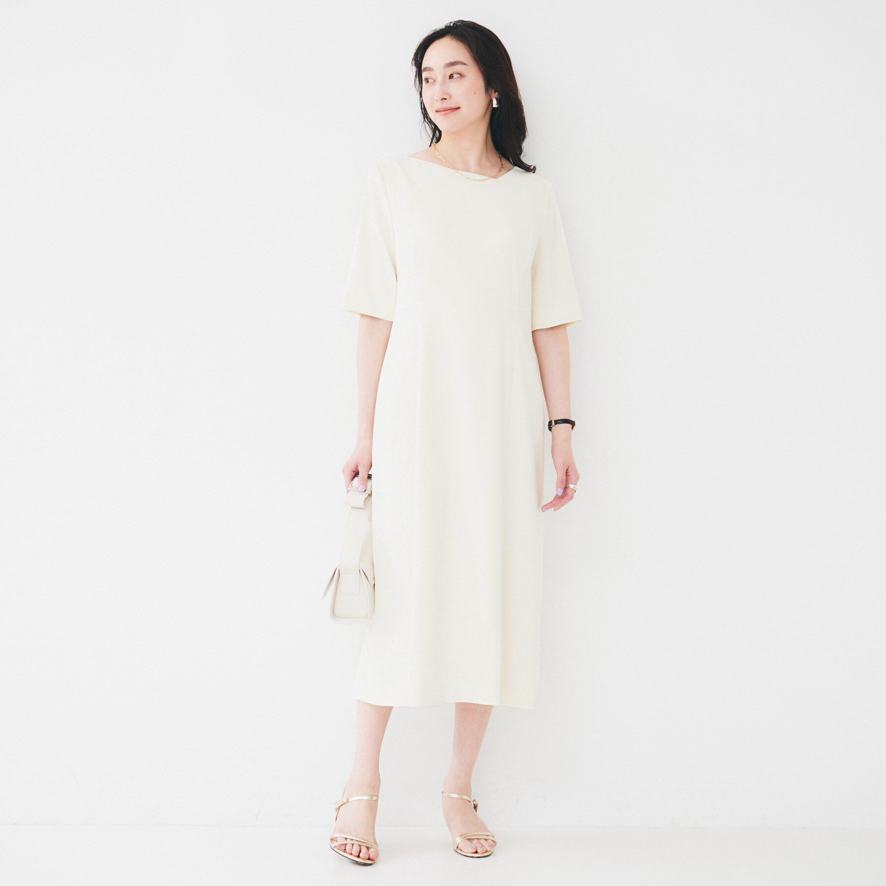 UNTITLED「【きれいめ/上品/夏ワンピ】アシメネックワンピース」|ワンピース|